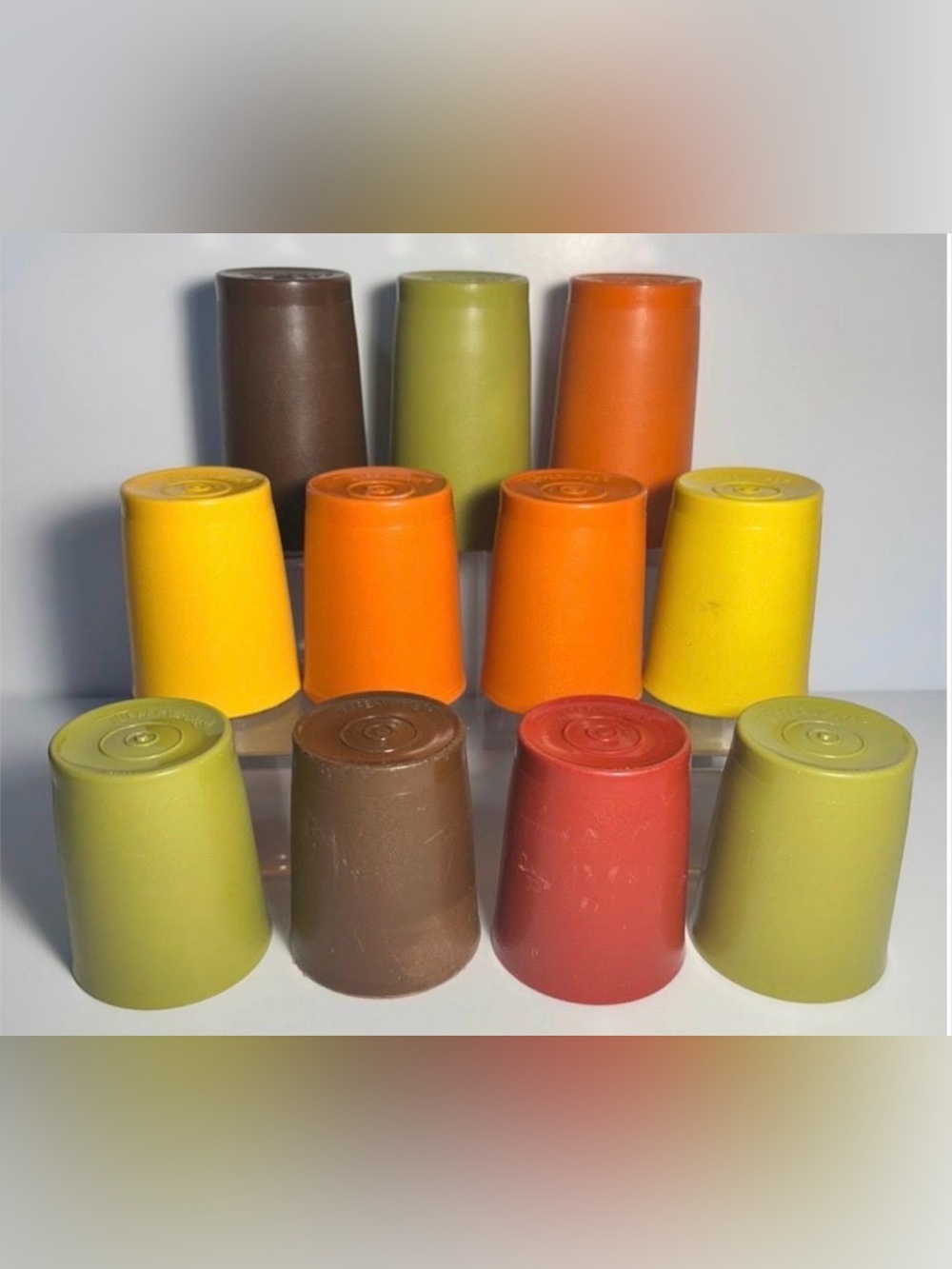 Colorful Vintage Tupperware Retro Plastic Stacking Drinking Cups - Mixed Colors